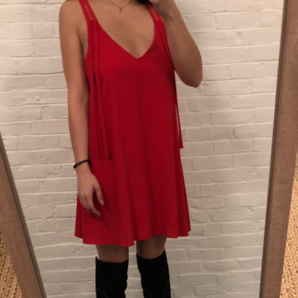 Zara red tassel dress never worn sz M